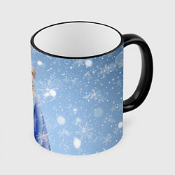 Кружка 3D Королева Эльза из Холодного сердца, цвет: 3D-черный кант