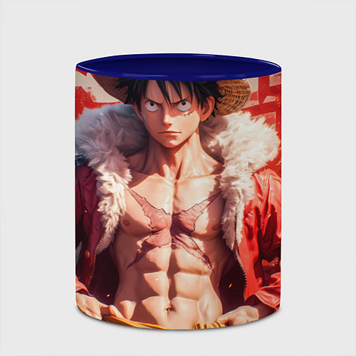 Кружка цветная One piece Monkey D Luffy / 3D-Белый + синий – фото 2
