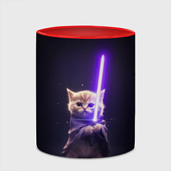 Кружка 3D Котик джедай, цвет: 3D-белый + красный — фото 2