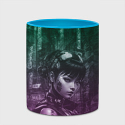 Кружка 3D Азиатская девушка-андроид, цвет: 3D-белый + небесно-голубой — фото 2