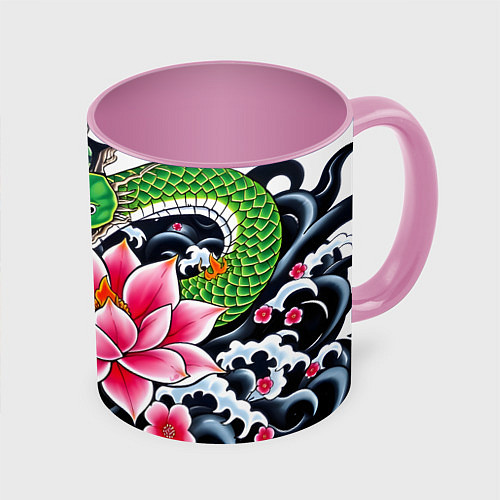 Кружка цветная Иредзуми на белом фоне / 3D-Белый + розовый – фото 1