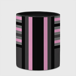 Кружка 3D Розово серый полосатый узор, цвет: 3D-белый + черный — фото 2