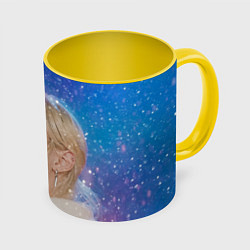 Кружка 3D Winter falls Felix Stray Kids, цвет: 3D-белый + желтый
