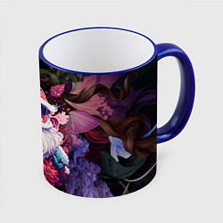 Кружка 3D Дед мороз в цветах, цвет: 3D-синий кант