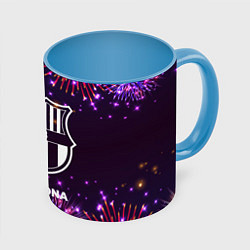 Кружка 3D Праздничный Barcelona, цвет: 3D-белый + небесно-голубой