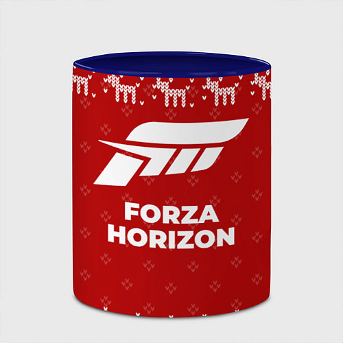 Кружка цветная Новогодний Forza Horizon с оленями / 3D-Белый + синий – фото 2
