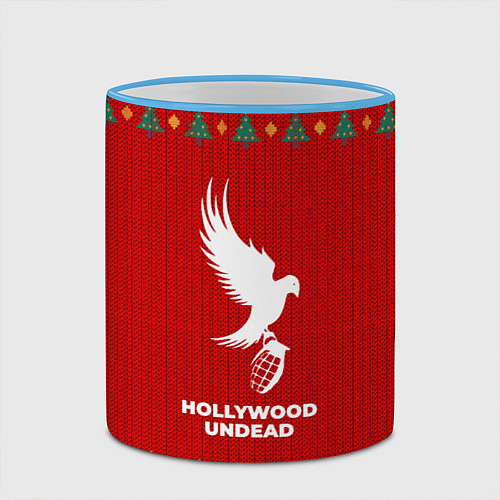 Кружка цветная Hollywood Undead new year / 3D-Небесно-голубой кант – фото 2