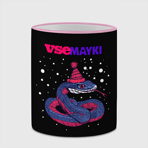 Кружка цветная Зимняя змея / 3D-Розовый кант – фото 2