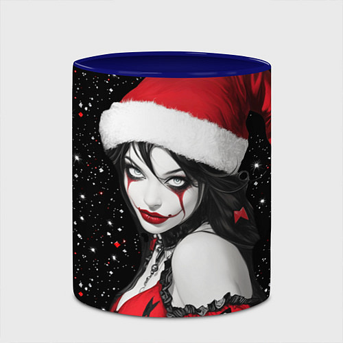 Кружка цветная Злодейка скоморох в шапке Санты новогодняя / 3D-Белый + синий – фото 2