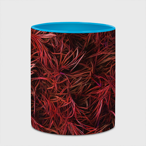 Кружка цветная Красная трава на чёрном фоне / 3D-Белый + небесно-голубой – фото 2