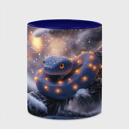 Кружка цветная Темная змея в фонариках / 3D-Белый + синий – фото 2