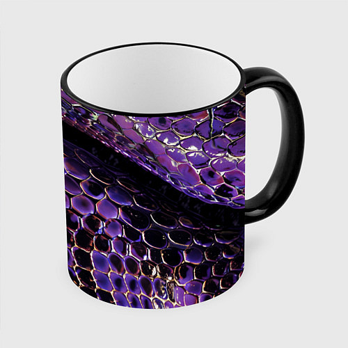 Кружка цветная Фиолетовая кожа змеи / 3D-Черный кант – фото 1