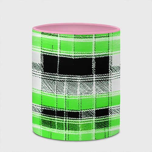 Кружка цветная Белые полосы на чёрно-зелёном фоне / 3D-Белый + розовый – фото 2