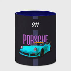 Кружка 3D Немецкий автомобиль Porsche 911, цвет: 3D-белый + синий — фото 2