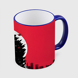 Кружка 3D Godzilla destroys the city, цвет: 3D-синий кант