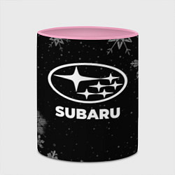 Кружка 3D Снежный Subaru, цвет: 3D-белый + розовый — фото 2