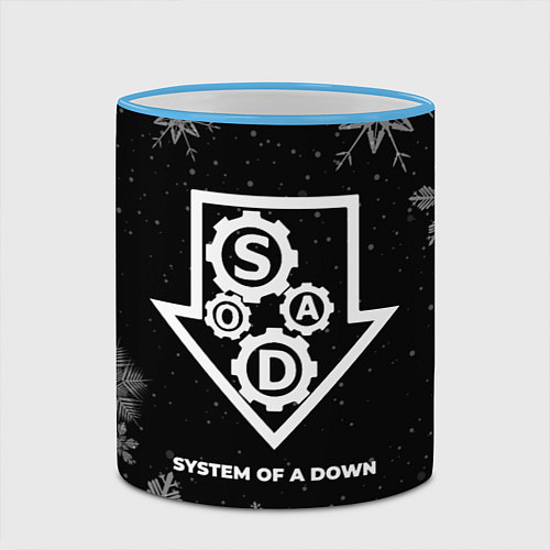 Кружка цветная Снежный System of a Down / 3D-Небесно-голубой кант – фото 2