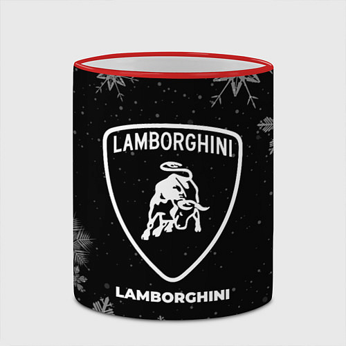 Кружка цветная Снежный Lamborghini / 3D-Красный кант – фото 2