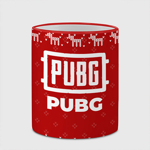 Кружка цветная Новогодний PUBG с оленями / 3D-Красный кант – фото 2