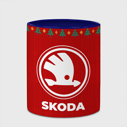 Кружка цветная Skoda new year / 3D-Белый + синий – фото 2