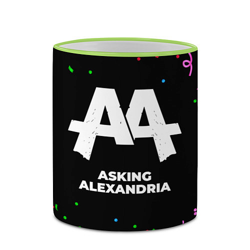 Кружка цветная Asking Alexandria конфети / 3D-Светло-зеленый кант – фото 2