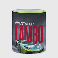 Кружка 3D Итальянский суперкар Lambo Aventador, цвет: 3D-светло-зеленый кант — фото 2