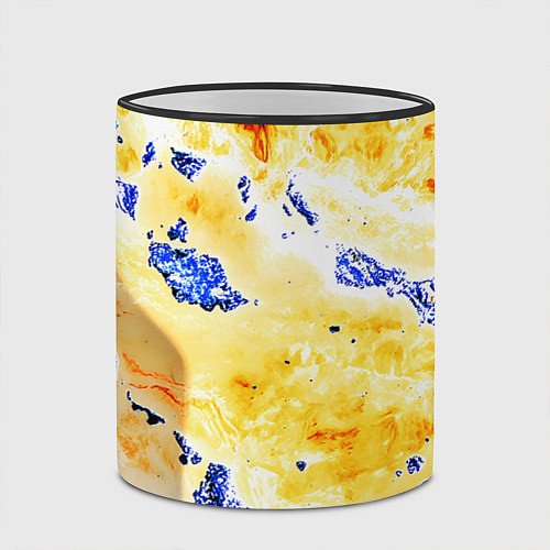 Кружка цветная Сине-золотая абстракция / 3D-Черный кант – фото 2