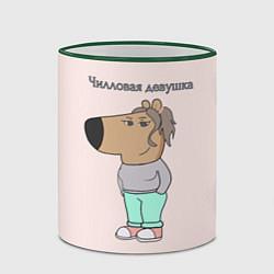 Кружка 3D Чилловая девушка мем, цвет: 3D-зеленый кант — фото 2