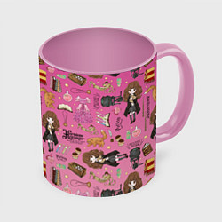Кружка 3D Паттерн с Гермионой из Гарри Поттер, цвет: 3D-белый + розовый