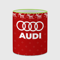 Кружка 3D Новогодний Audi с оленями, цвет: 3D-светло-зеленый кант — фото 2