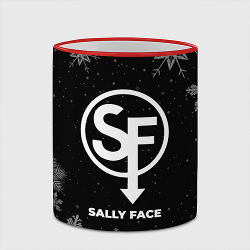 Кружка цветная Снежный Sally Face / 3D-Красный кант – фото 2