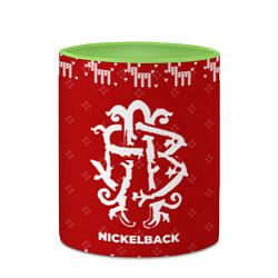 Кружка 3D Новогодний Nickelback с оленями, цвет: 3D-белый + светло-зеленый — фото 2