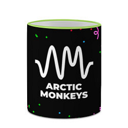 Кружка 3D Arctic Monkeys конфети, цвет: 3D-светло-зеленый кант — фото 2