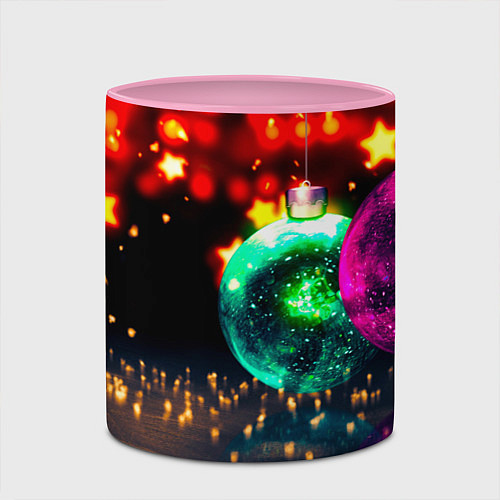 Кружка цветная Новогоднее свечение игрушек / 3D-Белый + розовый – фото 2
