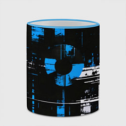 Кружка 3D Сине-белый гранж на чёрном фоне, цвет: 3D-небесно-голубой кант — фото 2