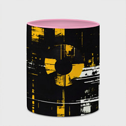Кружка 3D Жёлто-белый гранж на чёрном фоне, цвет: 3D-белый + розовый — фото 2