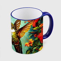 Кружка 3D Колибри в природе, цвет: 3D-синий кант
