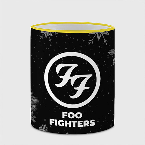 Кружка цветная Снежный Foo Fighters / 3D-Желтый кант – фото 2