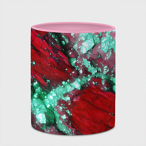 Кружка цветная Голубой минерал в красном камне / 3D-Белый + розовый – фото 2
