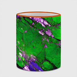 Кружка 3D A purple mineral in a green stone, цвет: 3D-оранжевый кант — фото 2