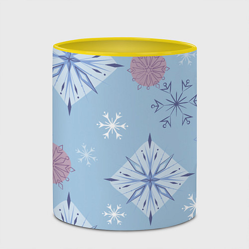 Кружка цветная Снежинки Эльзы / 3D-Белый + желтый – фото 2