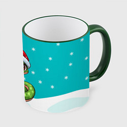 Кружка цветная Змейка в новогодней шапочке