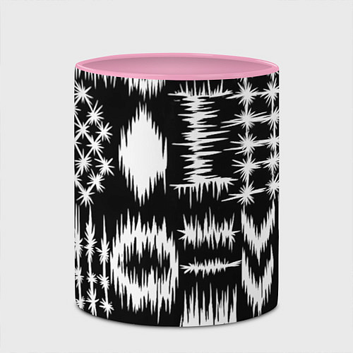 Кружка цветная Штриховка - геометрическая абстракция / 3D-Белый + розовый – фото 2