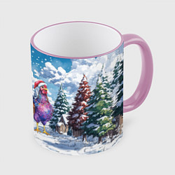 Кружка цветная Новогодние петухи