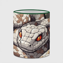 Кружка 3D Бежевая змея с красными глазами, цвет: 3D-зеленый кант — фото 2