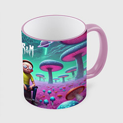 Кружка цветная Рик и Морту на сказочной грибной планете - нейроар
