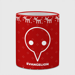 Кружка 3D Новогодний Evangelion с оленями, цвет: 3D-красный кант — фото 2