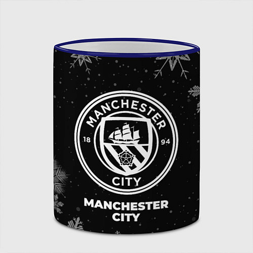 Кружка цветная Снежный Manchester City / 3D-Синий кант – фото 2