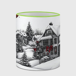 Кружка 3D Бело-красное новогоднее настроение, цвет: 3D-светло-зеленый кант — фото 2