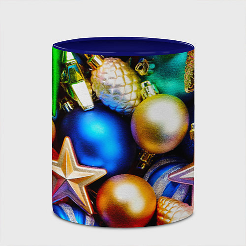 Кружка цветная Новогодние украшения / 3D-Белый + синий – фото 2